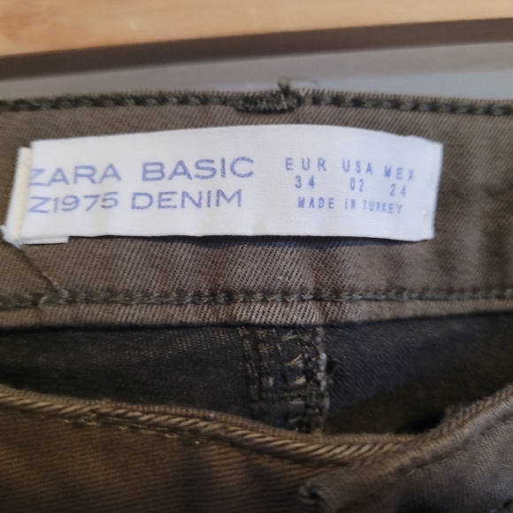 ZARA Basic Mid-Rise Denim Stretch Pants - Picture 9 of 9